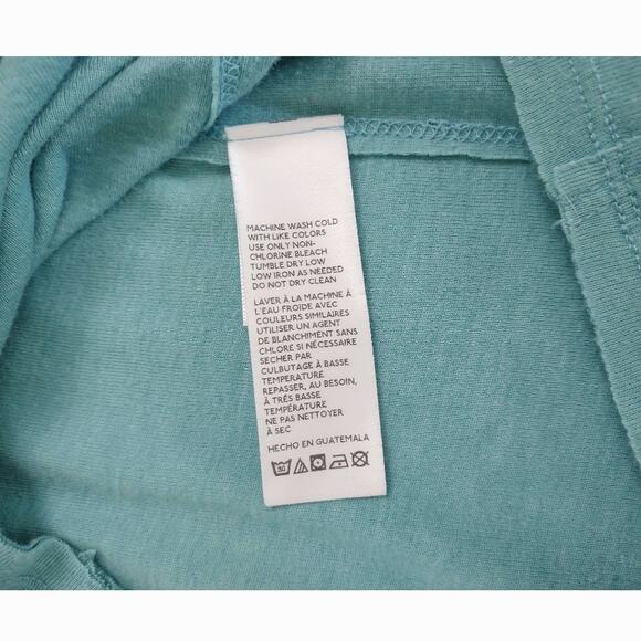 Free People Sculpted V-neck Cap Sleeve T-shirt Size L Turquoise Knit Casual Top - Picture 8 of 8